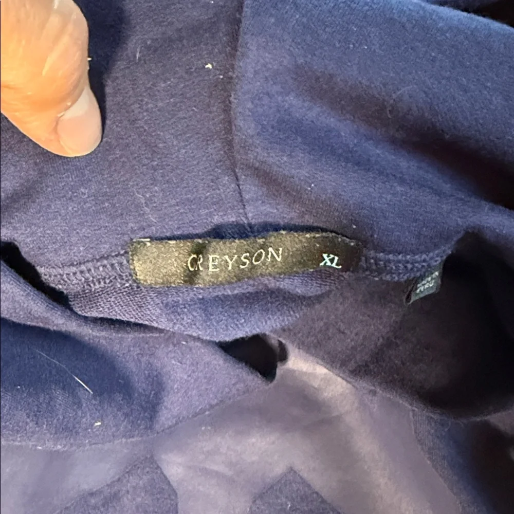 Greyson Navy Blue Gotham Hooded Pullover with Tonal Wolf Graphic - Picture 2 of 4